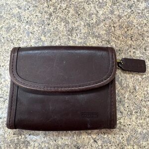 Vintage Coach Dark Brown Leather Multi function Wallet